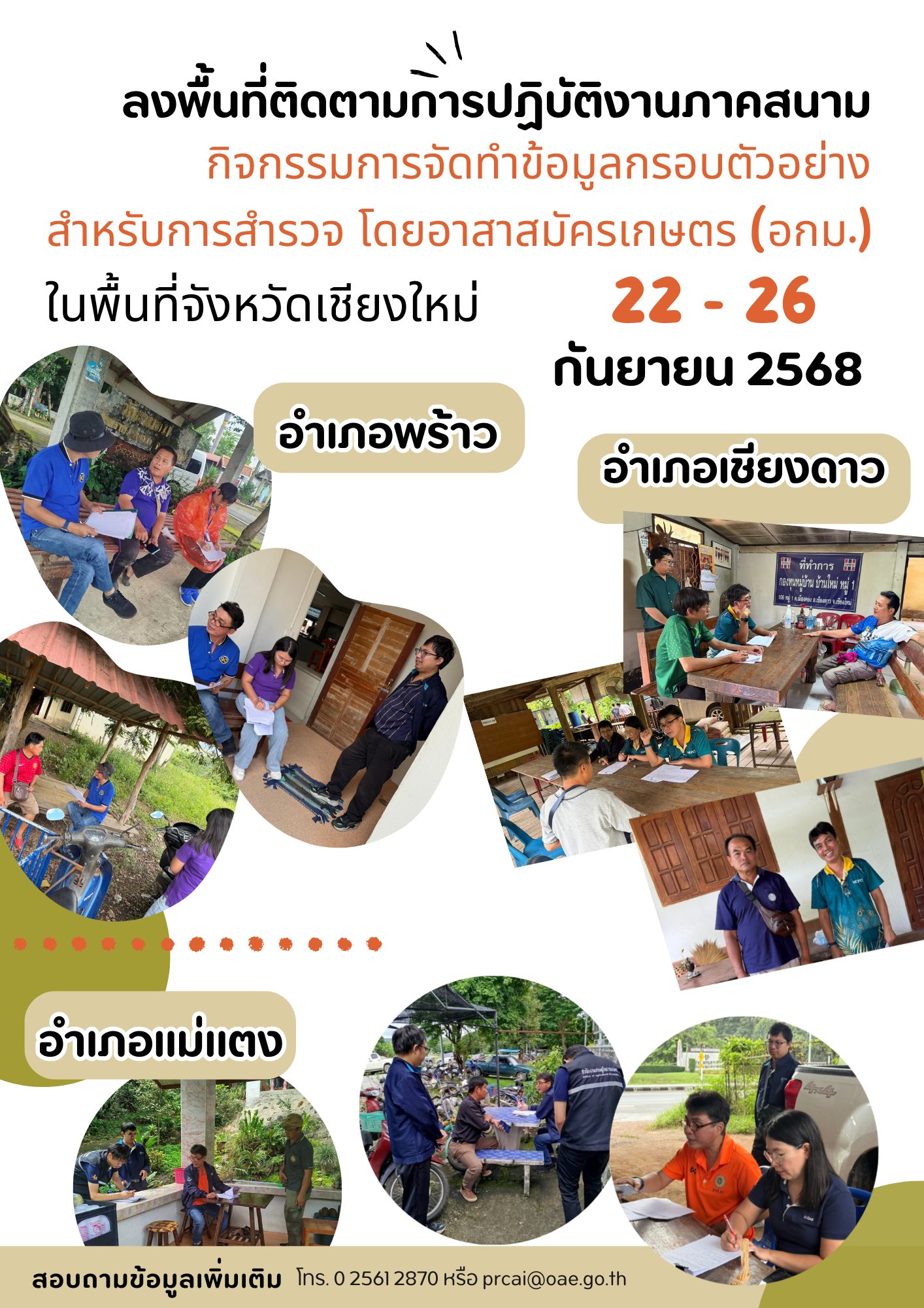 ดร.กฤช เอี่ยมฐานนท์ ผู้อำนวยการศูนย์สารสนเทศการเกษตร ได้มอบหมายให้เจ้าหน้าที่ส่วนปฏิบัติการข้อมูลการเกษตร และส่วนเทคโนโลยีสารสนเทศ