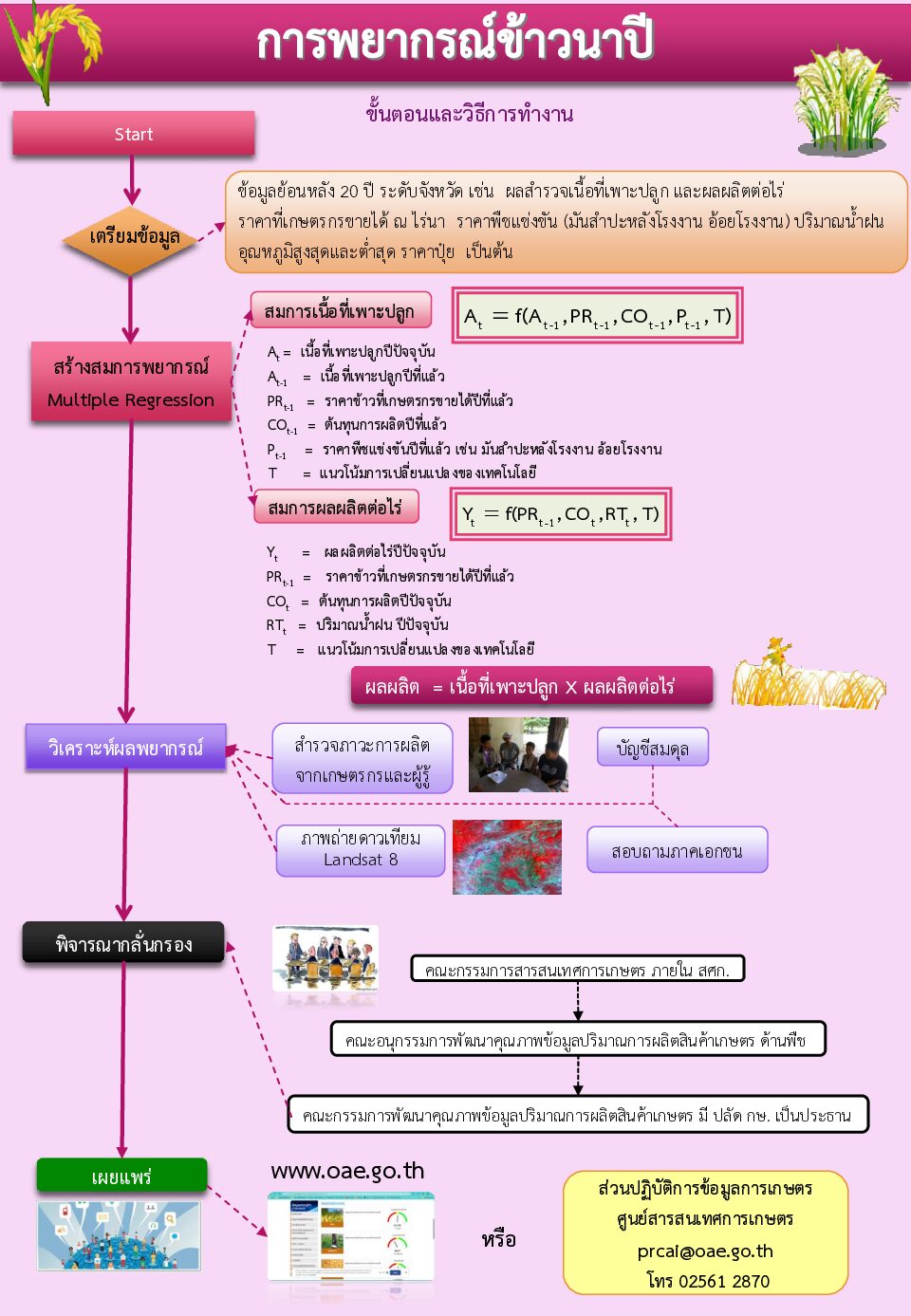 Flow Chart แสดงการพยากรณ์ข้อมูลข้าวนาปี จัดทำโดย (สพก.)